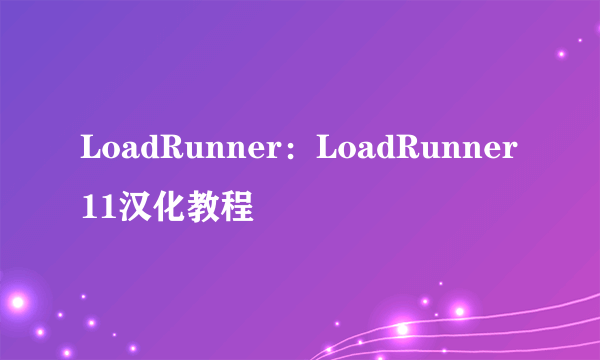 LoadRunner：LoadRunner11汉化教程