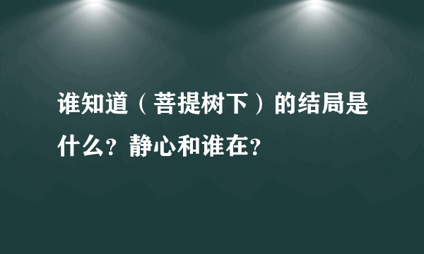 谁知道（菩提树下）的结局是什么？静心和谁在？