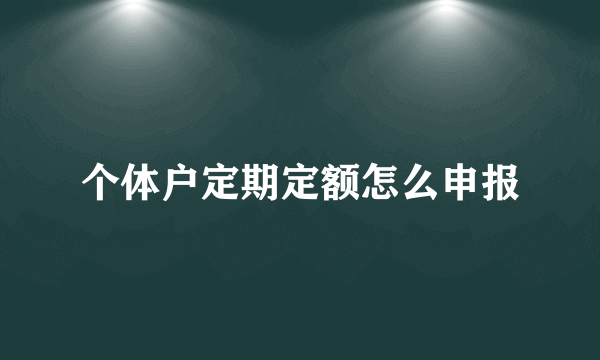 个体户定期定额怎么申报