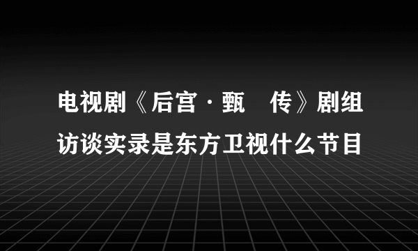 电视剧《后宫·甄嬛传》剧组访谈实录是东方卫视什么节目