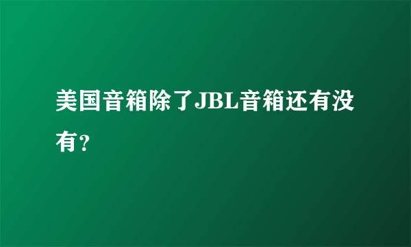 美国音箱除了JBL音箱还有没有？