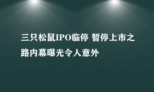 三只松鼠IPO临停 暂停上市之路内幕曝光令人意外