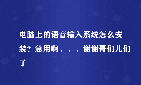 电脑上的语音输入系统怎么安装？急用啊。。。谢谢哥们儿们了