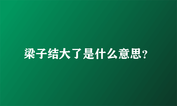 梁子结大了是什么意思？