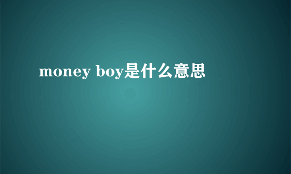 money boy是什么意思