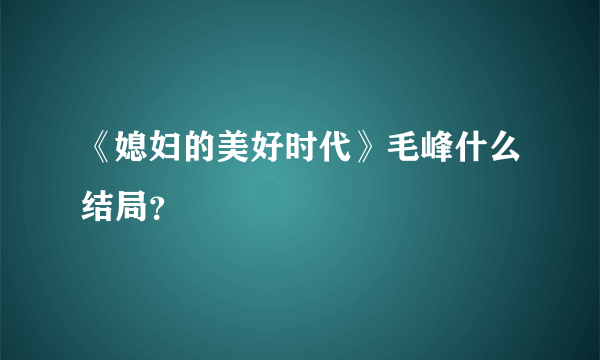 《媳妇的美好时代》毛峰什么结局？