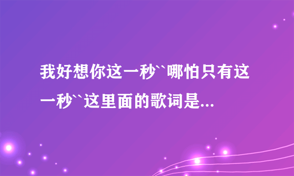 我好想你这一秒``哪怕只有这一秒``这里面的歌词是哪首歌的`?