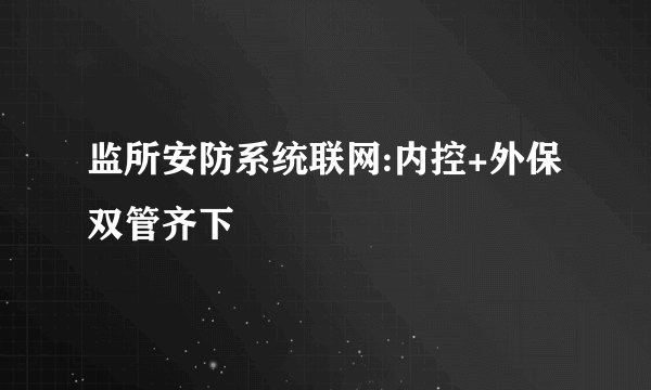 监所安防系统联网:内控+外保 双管齐下