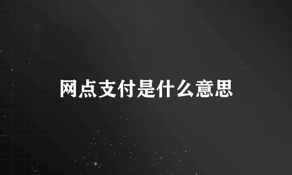 网点支付是什么意思