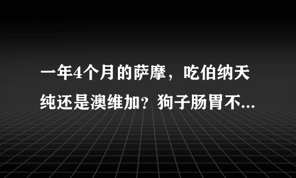 一年4个月的萨摩，吃伯纳天纯还是澳维加？狗子肠胃不是很好！现在吃康多乐加麦顿萨摩专用粮。