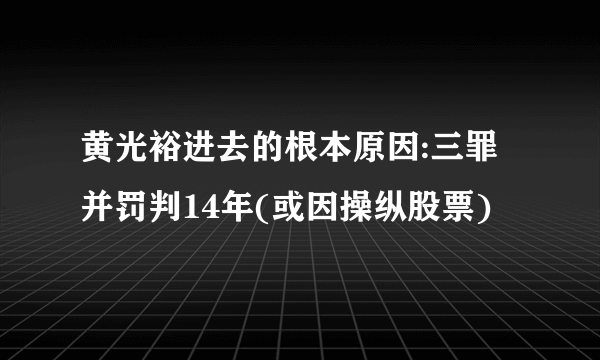 黄光裕进去的根本原因:三罪并罚判14年(或因操纵股票)