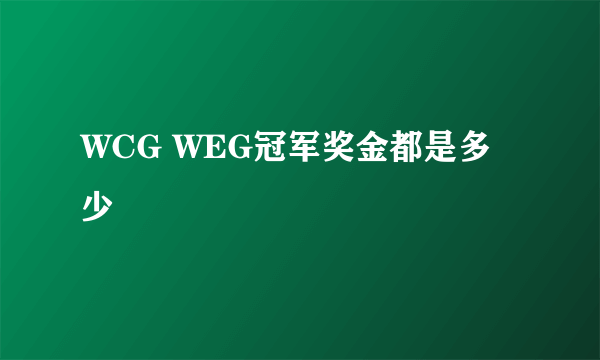 WCG WEG冠军奖金都是多少