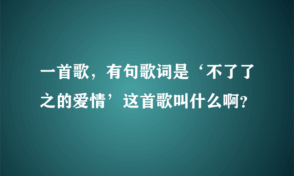 一首歌，有句歌词是‘不了了之的爱情’这首歌叫什么啊？