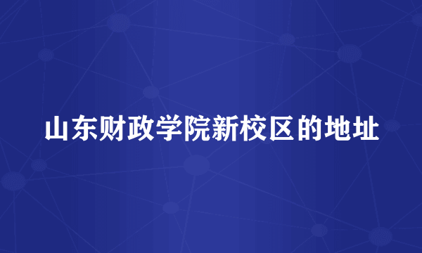 山东财政学院新校区的地址