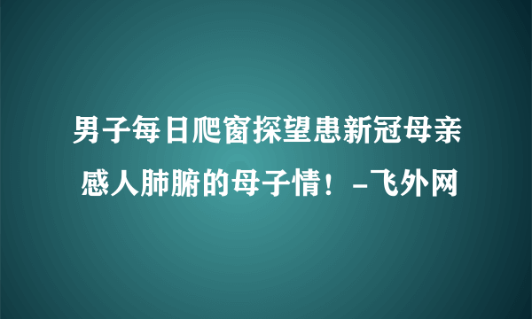 男子每日爬窗探望患新冠母亲 感人肺腑的母子情！-飞外网