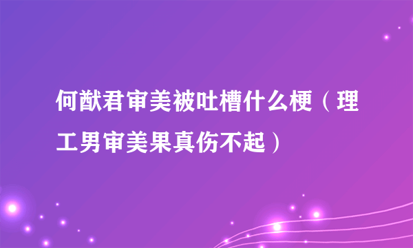 何猷君审美被吐槽什么梗（理工男审美果真伤不起）