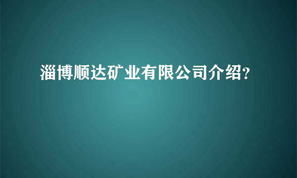 淄博顺达矿业有限公司介绍？