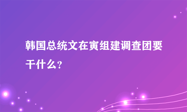 韩国总统文在寅组建调查团要干什么？