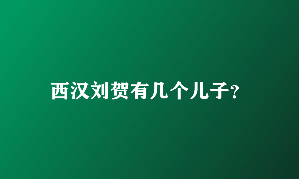 西汉刘贺有几个儿子？