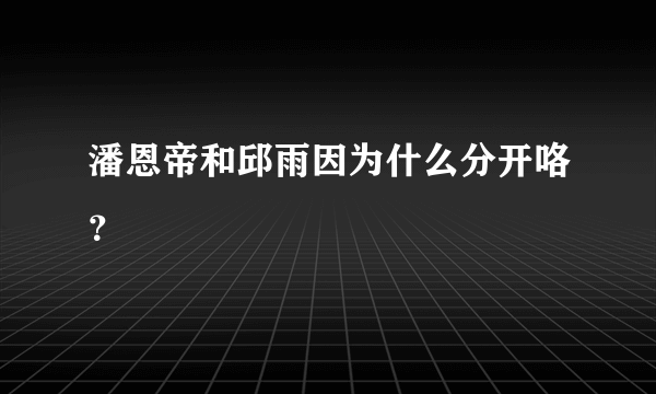 潘恩帝和邱雨因为什么分开咯？