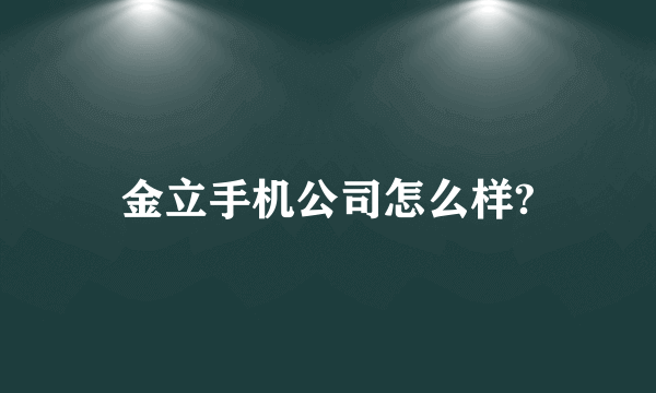 金立手机公司怎么样?