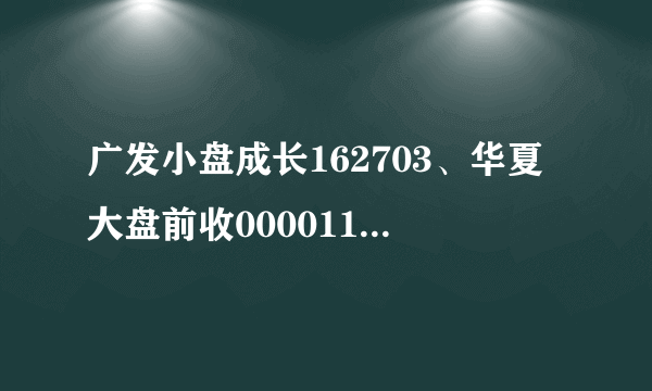 广发小盘成长162703、华夏大盘前收000011现在是买入的时机吗