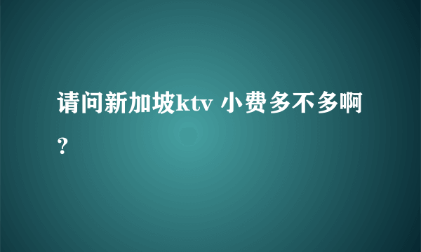 请问新加坡ktv 小费多不多啊？