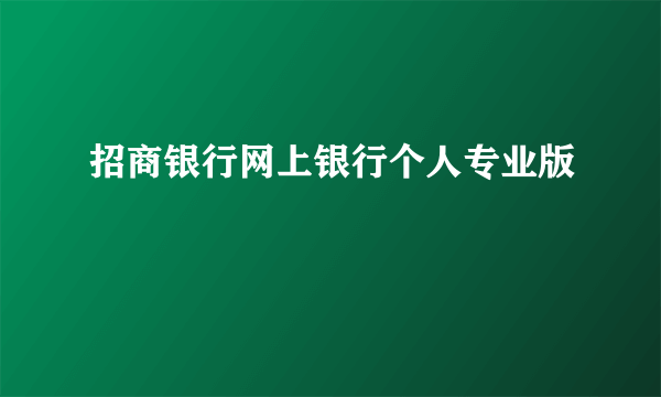 招商银行网上银行个人专业版