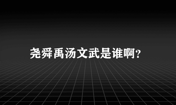 尧舜禹汤文武是谁啊？