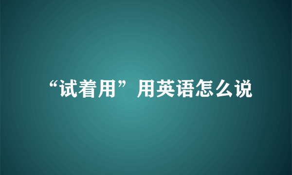 “试着用”用英语怎么说