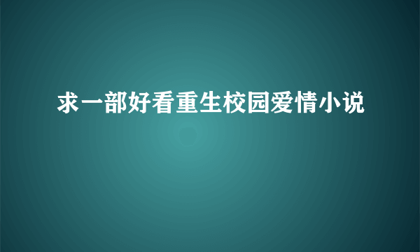 求一部好看重生校园爱情小说