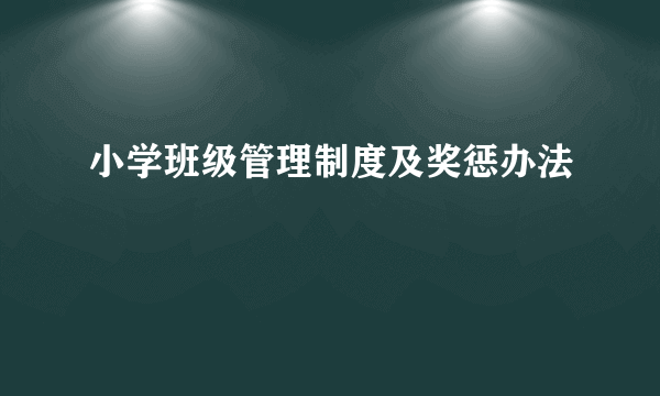 小学班级管理制度及奖惩办法