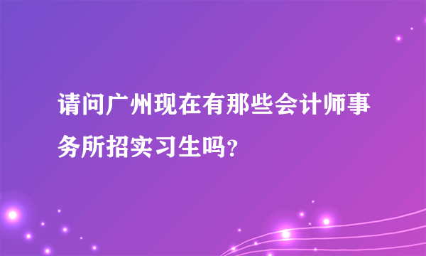 请问广州现在有那些会计师事务所招实习生吗？