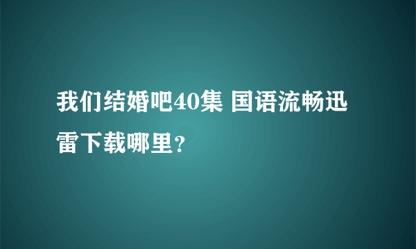 我们结婚吧40集 国语流畅迅雷下载哪里？