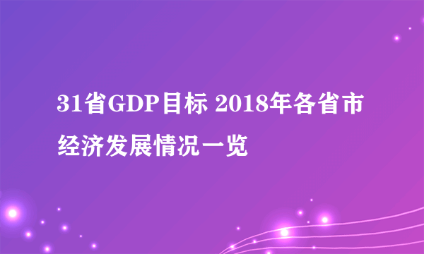 31省GDP目标 2018年各省市经济发展情况一览