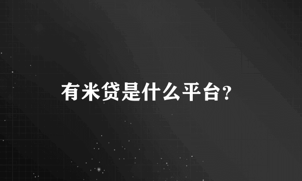 有米贷是什么平台？