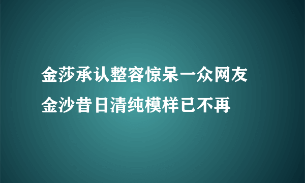 金莎承认整容惊呆一众网友 金沙昔日清纯模样已不再