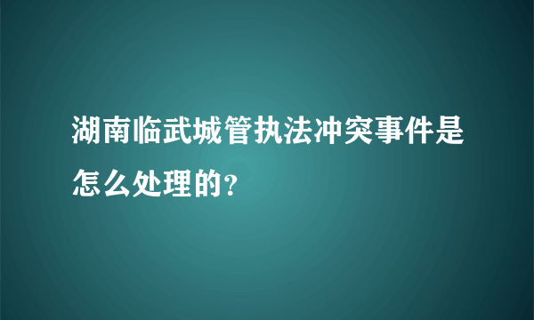 湖南临武城管执法冲突事件是怎么处理的？