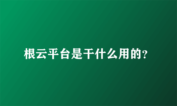 根云平台是干什么用的？