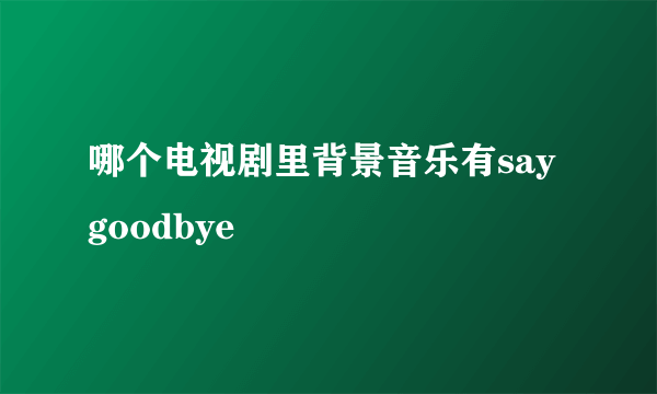 哪个电视剧里背景音乐有say goodbye