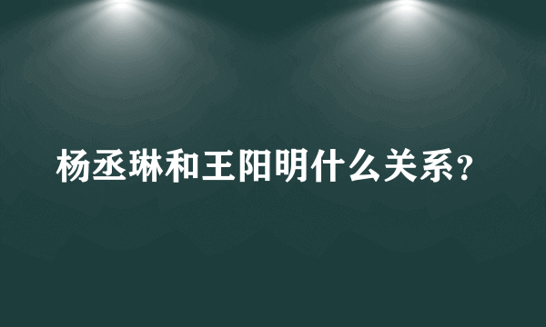 杨丞琳和王阳明什么关系？