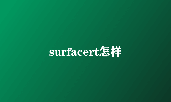 surfacert怎样