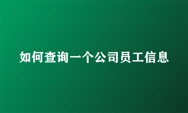 如何查询一个公司员工信息