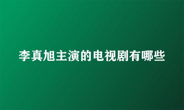 李真旭主演的电视剧有哪些