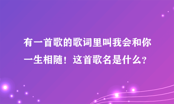 有一首歌的歌词里叫我会和你一生相随！这首歌名是什么？