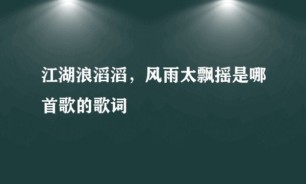 江湖浪滔滔，风雨太飘摇是哪首歌的歌词