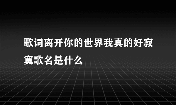 歌词离开你的世界我真的好寂寞歌名是什么