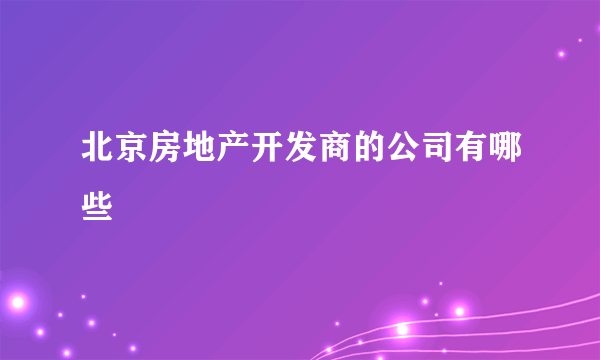 北京房地产开发商的公司有哪些