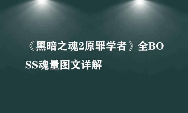 《黑暗之魂2原罪学者》全BOSS魂量图文详解