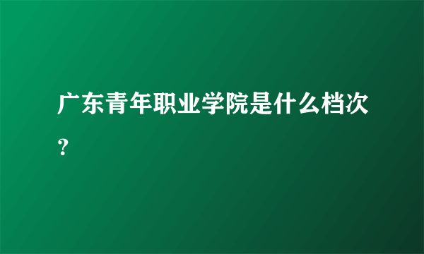 广东青年职业学院是什么档次？